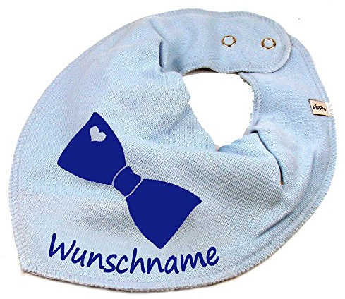 HALSTUCH mit Namen oder Text personalisiert für Baby oder Kind aus Baumwolle in Einheitsgröße Fliege
