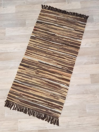 Kottig Fleckerlteppich Hochwertiger Handweb Fleckerl Teppich Arlberg 170x240 cm 2.200g/m2 schwere Qualität braun