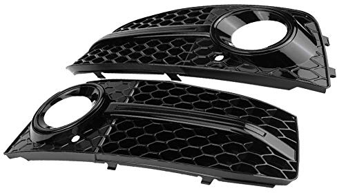 Gitter Nebelscheinwerfer, 2 Stück für RS4 Style Glossy Black Nebelscheinwerfer Frontgrill für B8 2009-2012