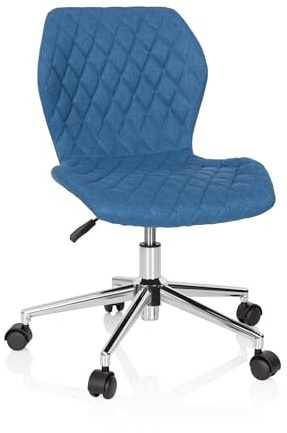 hjh OFFICE 670952 Barn- och ungdomsstol Joy II, Bekväm stoppning med slitstark tygklädsel, Justerbar sits, Vackert och stabilt förkromat fotkryss