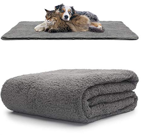 Snug Rug Lyxiga husdjursfiltar, mjuk varm sherpa-fleecefilt för hundar och katter, tvättbar bilfilt, bäddsoffa (stor, 127 x 178 cm, skiffergrå)