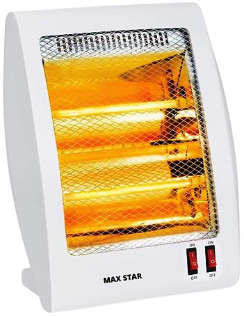 Max Star Estufa Eléctrica de Cuarzo 800W 2 Barras MS-Q386 2 Posiciones de Calor Sistema de Seguridad Anti-Vuelco Estufas Electricas Bajo Conusmo Estufa de Baño Portátil