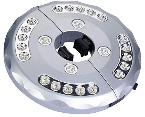 OUKENS Lámpara de sombrilla de Patio, luz de sombrilla de Patio 24 LED ABS Lámpara de Poste de Paraguas a batería para sombrillas de Patio Tiendas de campaña Uso al Aire Libre(Plata)