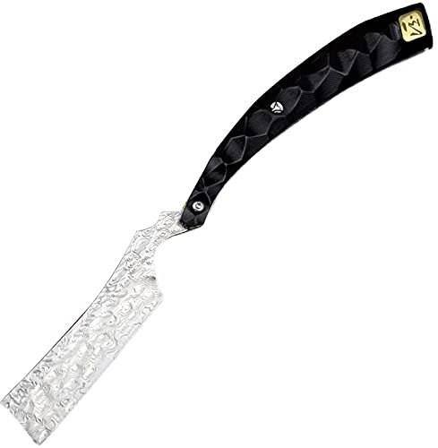 Aibote VG10 Rasiermesser aus Damaststahl Geradem Klappmesser Mit Klassik Barbierklinge Kante,Herren Rasiermesser,3D Drachenschuppen Ebenholzgriff+Flanell Etui