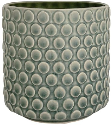 Nordring Retro Übertopf Vintage Pflanztopf für Zimmerplanzen Blumentopf Dotty M (12,5 cm ø), grün, Keramik