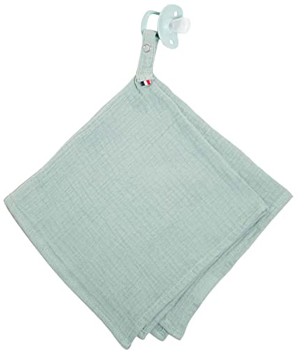 SEVIRA KIDS - Doudou lange attache tétine en gaze de coton, Jeanne - 40 x 40 cm Made in France