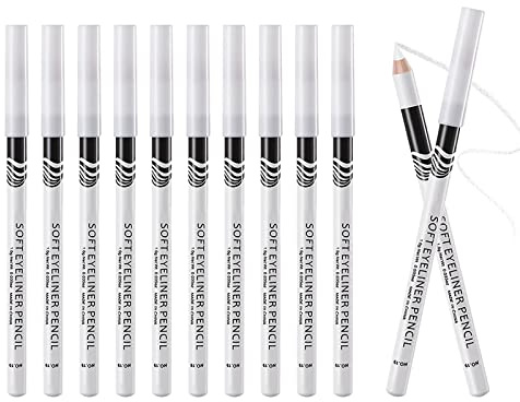 12PCS Eyeliner Blanc Doux - Fard À Paupières Crayon Étanche Naturel Mat Hypoallergénique - Eyeliners Blanc