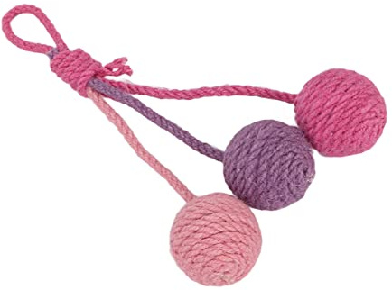 Hanging Cat Sisal Ball, Chewable Colorful Interactive Cat Sisal Rope Ball Toy for Pet Indoor (Pink Rose Purple)