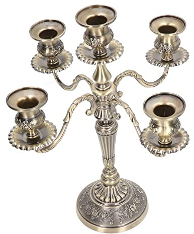 HERCHR Bougeoirs, Candélabres en Métal à 5 ​​Bras, Bougeoir en Métal en Alliage De Zinc Candélabre Rétro Décoratif Délicat pour Le Mariage de la Cheminée De Table
