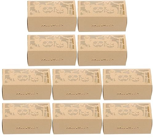 Didiseaon 50pièces Boîtes à Friandises Creuses Pour Halloween Ornements De Citrouilles Et Chauves-souris Boîtes à Cadeaux Papier Irisé
