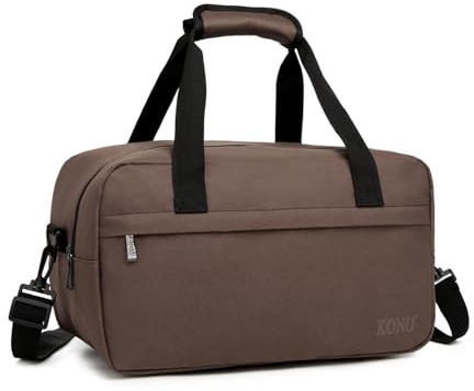 Kono Travel Duffel Bag 14L Under Seat Carry-on Bag Sports Tote Gym Bag Weekender Overnight Bags 13.78x7.87x7.87 Brown