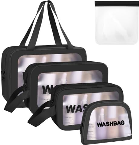 Aucuu Reise Kulturbeutel, Kosmetiktasche, Transparente Kulturtasche Damen, Tragbare wasserdichte Kulturtasche Organizer, Reißverschluss Make-up-Tasche mit Großer Kapazität für Männer Damen