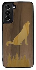 EnoWood Custodia protettiva per smartphone Samsung Galaxy S legno massello lavorata artigianalmente - Loup - Galaxy S Enowood22 Plus - Noce