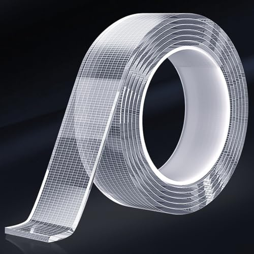 YAZANYDouble Sided Tape Heavy Duty,Waterproof Acrylic Double Sided Adhesive Clear Tape,Nano Double Sided Sticky Tape,Fabric Multifunctional Double Sided Tape for Walls/Carpet/Wood Traceless 2CM*10M