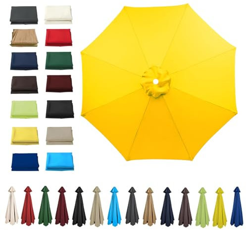 HonunGron Anti UV 50+ Auvent De Remplacement pour Parasol 2m/2,7m/3m, 6 Baleines/8 Baleines Toile De Parasol Déporté Remplacement pour Cour,Jardin,Plage,Terrasse (3m - 6 Ribs,Jaune)
