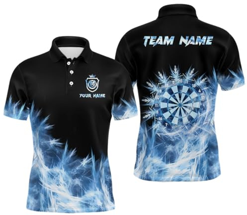 Eisblaues Darts-Polos & Quarter-Zip-Shirts für Herren & Damen – Individuelles Dartteam-Trikot L0631