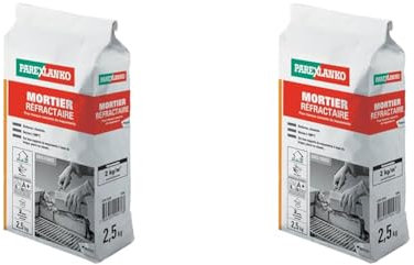 Parexlanko - Mortier Réfractaire - Gris - Montage de briques ou de pierres exposées à des températures élevées - Spécial barbecue et cheminée - 2,5kg (Lot de 2)