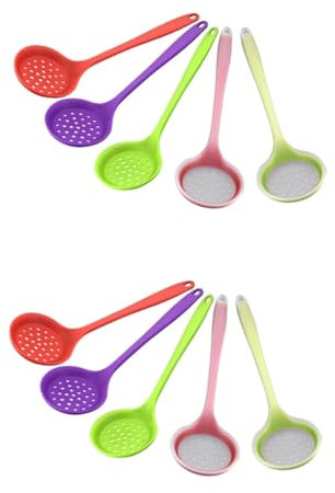 OKUMEYR 2piezas Espumadera Ranurada De Silicona De Alimenticio Con Mango Colador Profesional Para Cocinar y Escurrir Verduras y Aceites Color Aleatorio