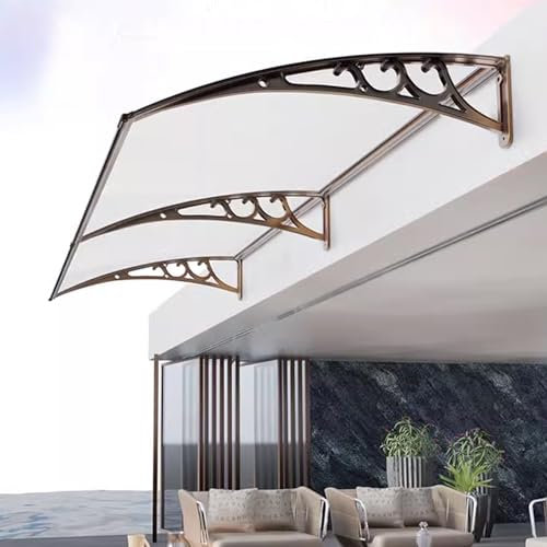 Outdoor Front Door Patio Sun Shelter Curved Window Canopy Awning Rain Protector Shade Porch Transparent Polycarbonate Cover Garden Entry Awning (120x170cm)