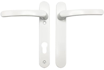 TSS UPVC Door Handles Set with Blank External (Dummy) - Lever/Lever - 92mm PZ (Centres) - 122mm Screw to Screw - Backplate 211mm X 34mm Replacement Dummy UPVC Door Handles (White)