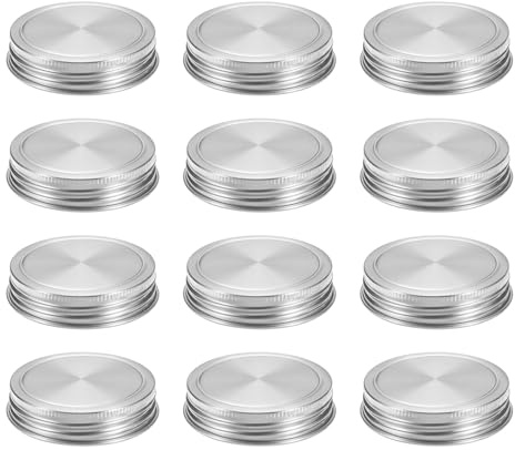 sourcing map 12 Pcs Regular Mouth Mason Jar Lids, 70mm Stainless Steel Mason Canning Jar Lids with Airtight Seal, Mason Storage Covers Caps, Rose Gold