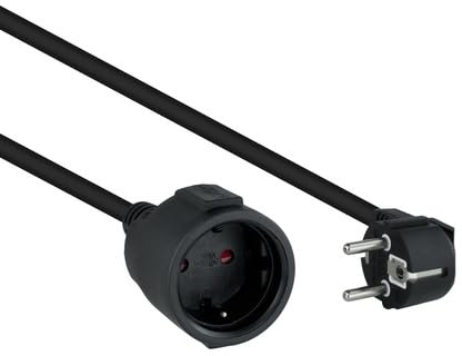 Cavo di alimentazione prolunga Schuko Nero, 2 Metri, Ideale per collegare Dispositivi elettrici in ampi spazi.