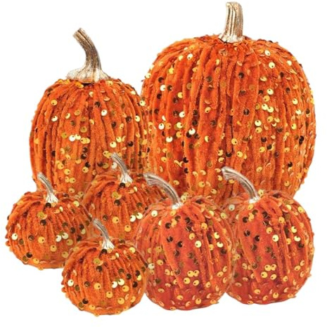 Kürbis-Dekorationen – künstliche Kürbisse, Deko für Halloween und Herbst – Deko-Set für Haus, Erntedankfest, für Zimmer, Party, Ernte, Innenbereich, Außenbereich, Büro, Wohnzimmer