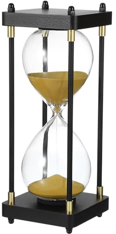 PATIKIL Reloj De Arena Decorativo Grande, 60 Minutos Reloj De Arena De Madera Moderno para Cocina Juego Oficina Aula Hogar, Tonos Dorados (Estilo 1)