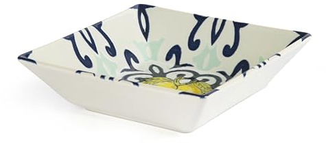 Excelsa Amalfi Set mit 6 Suppentellern aus Keramik, 17 x 17 cm, Motiv Mediterran, Blau und Gelb