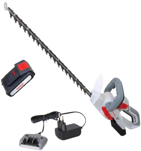 IKRA - Taille-Haie à Batterie 20V sans Fil, Léger (2,1kg), Lame 54cm Affûtée Laser, Coupe 18mm, Autonomie Max 50min, Chargeur LED Inclus - Idéal Haies Compactes