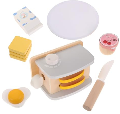 BESPORTBLE Wooden Toaster Mini Bread Maker Pretend Breakfast Play for Role Play Kitchen Accessories Safe Cooking