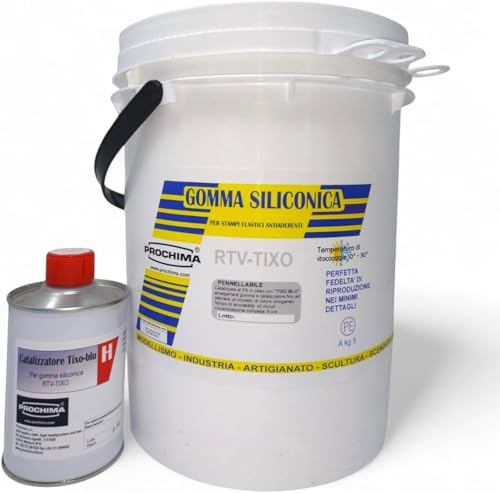 PROCHIMA GOMMA SILICONICA PER STAMPI RTV-TIXO – Gomma Siliconica Liquida Pennellabile e Spatolabile Bicomponente a Condensazione - Alta Tixotropia per Stampi di Grandi Dimensioni e Bassorilievi - 5 Kg