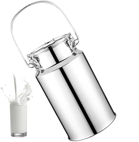 201 Milchkanne Mit Deckel,Edelstahl Luftdichtes Milchkännchen Farm Milk Transport Can Für Milch Und Wein Flüssigkeit Feststoffe Küche Aufbewahrung,5L