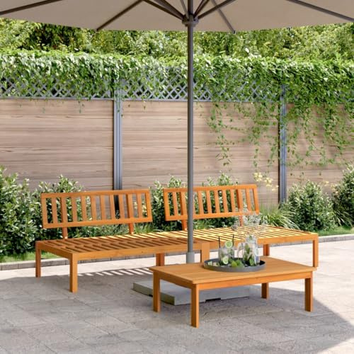 FWIKDUN Garten-Mittelsofas aus Paletten 2 STK. Modulares Gartensofa Paletten Massivholz Akazie Garten Sofa Gartenmöbel aus Sofa mit Rückenlehne für Balkon und Terrasse