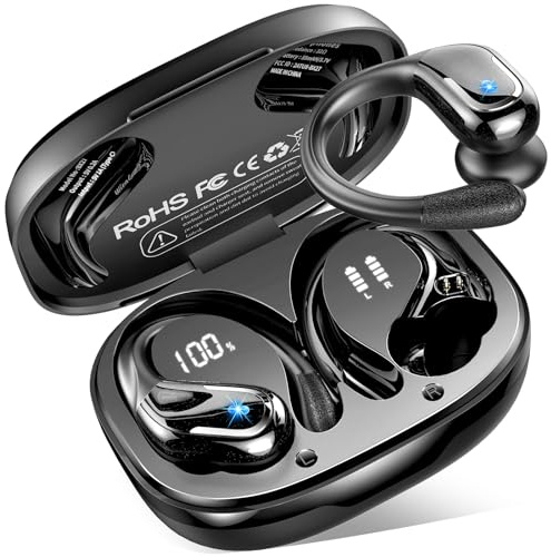 Bluetooth Kopfhörer Sport mit APP, 75Std Kopfhörer Kabellos Bluetooth 5.4, Hi-Fi Stereo Tiefer Bass, IP-X8 Wasserdicht Wireless Headphones, ENC Noise Cancelling Earbuds, USB-C in Ear Ohrhörer Joggen
