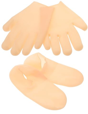 VILLCASE Moisturizing Gloves and Socks Set with Silicone Gel for Exfoliating Action and Overnight Treatment, Hydrating Gloves for Hands and Foot Moisturizing Socks Suitable for Dry Skin