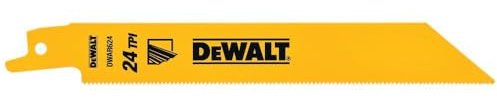 DEWALT Reciprocating Saw Blades, Straight Back, Bi-Metal, 6-Inch 24 TPI, 5-Pack (DW4813)