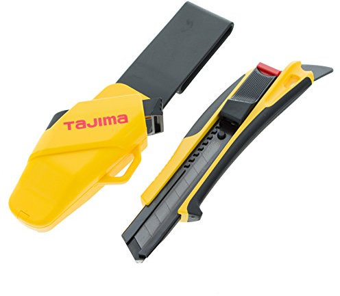 Tajima SETDFC569B Couteau de sécurité à dos rapide avec étui et lame rasoir Noir 18 mm