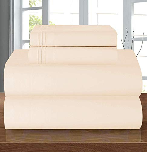 Elegant Comfort Parure de lit Luxueuse et Douce de qualité égyptienne 1500 Fils - 4 pièces - Résistant aux Plis et à la décoloration - Poche Profonde jusqu'à 40,6 cm - King Size - Crème