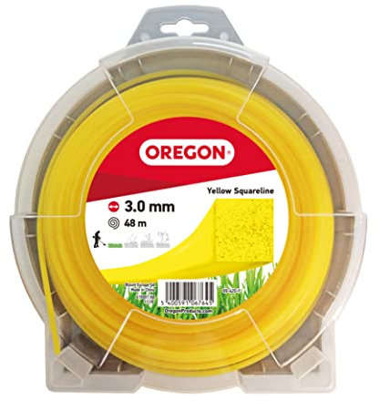 Oregon Filo per Decespugliatore Quadrato in Nylon Resistente, Adatto per Erba Alta, Rifiniture e Vegetazione Fitta, Compatibile con Numerosi Marchi, 3,0 mm x 48 m (69-420-Y)