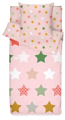 Caradou - Juego de Cama Infantil LOULA, 4 Piezas nórdicas Incluidas, 90 x 190 cm, algodón, Rosa melocotón