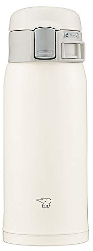 Zojirushi SM-SF36-WM Zojirushi Water Bottle, Direct Drinking, One-Touch Opening, Stainless Steel Mug, 12.2 fl oz (360 ml), Pale White
