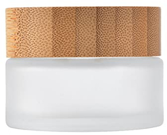 1 pièce pot à crème rond en verre dépoli translucide vide 50G 50ML récipient de stockage cosmétique bouteille de produits de toilette avec couvercle en bois naturel et doublure intérieure pour crème