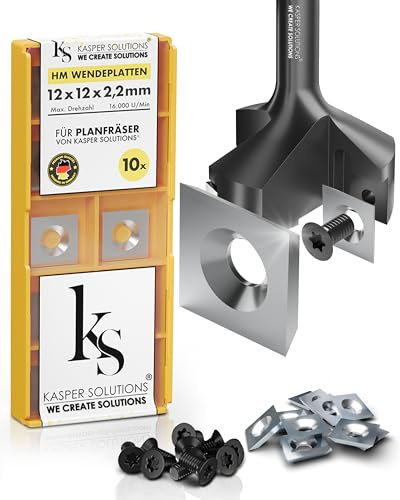Kasper Solutions® HM-Wendeschneidplatten 12x12x2,2 mm | Passend für Kasper Solutions® Planfräser – HM Wendemesser für Holz, Epoxidharz, Kunststoffe und präzises Fräsen