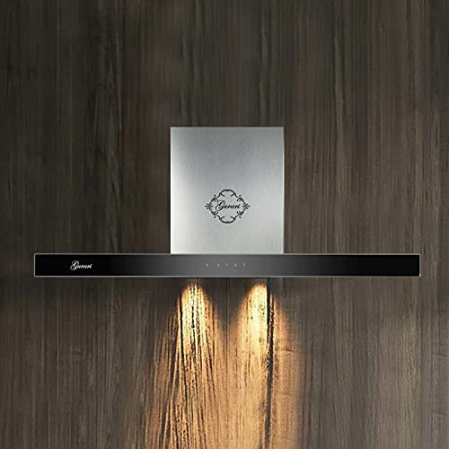 GURARI GCH 462 IS 9 Prime - Campana de pared con tubo de escape, acero inoxidable campana de cocina 90 cm/vidrio negro Panell/succión 1000m³/h / 3 pisos/aire evacuado/aire reciclado