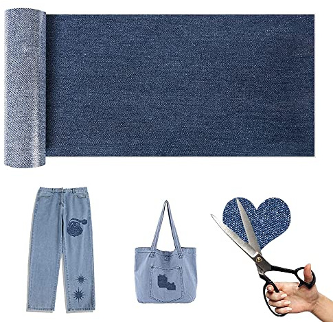 Flicken Zum Aufbügeln, Bügelflicken, Jeans Flicken, Aufbügelflicken Für Jeans, Denim Patches Jeans, Flicken Zum Aufbügeln Kinder, Bügelflicken Für Die Reparatur, 10.5 x 150 cm, Tiefblau