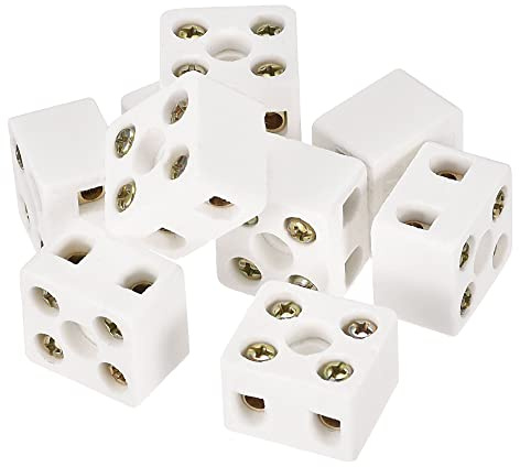 sourcing map 40Stk Porzellan Keramik Klemmleiste 2-Wege 5 Loch 3mm 2W5H | für Drahtverbinder
