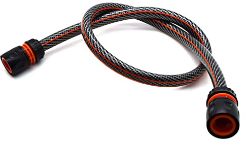 Garden Hose Pipe, Outdoor Tap to Reel Connection Set, Anti-Kink Reinforced 6 Layer Non-Toxic 1/2 Hose (Black, 3 m / 9.84 ft + 2 Quick Connectors)