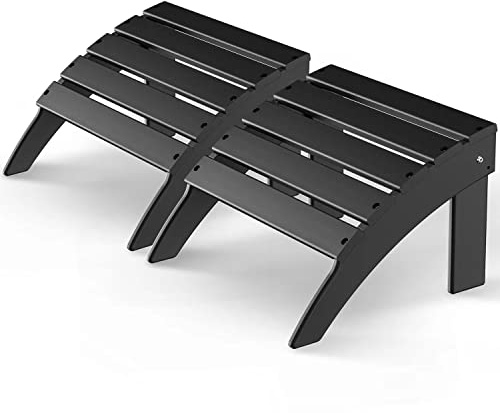 GREENVINES Adirondack-Ottomane | zusammenklappbar | 2er-Set | HDPE-Kunststoff | Outdoor-Fußstütze | Allwetter | Fußstütze | Fußhocker | Schwarz | für Adirondack Stuhl | für Terrasse Hinterhof Pool