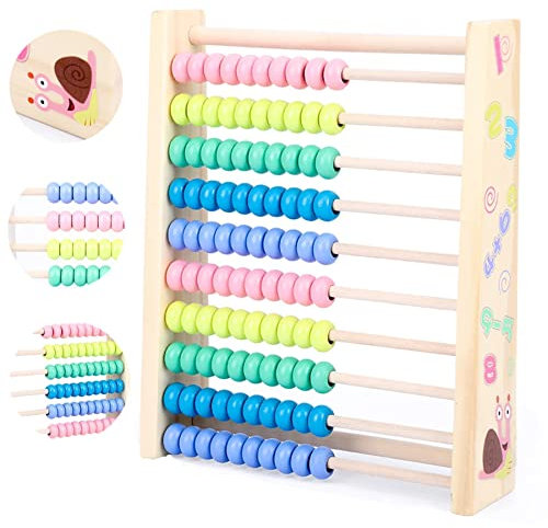 Abakus,Holz Rechenschieber,Holzspielzeug Baby,Montessori Spielzeug,Mathematik mit 100 Holzperlen Kinderspielzeug Motorikspielzeug Lernspielzeug Geschenke für Kinder